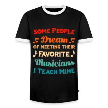 Music Teacher Music Teacher - Men's Ringer Shirt - black/white - Front - AI Model Female 172 light (172cm) & AI Model Male 178 light (178cm)