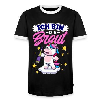 Ich Bin Die Braut Einhorn Jga - Männer Kontrast-T-Shirt - Schwarz/Weiß - Vorne - AI Model Female 172 light (172cm) & AI Model Male 178 light (178cm)