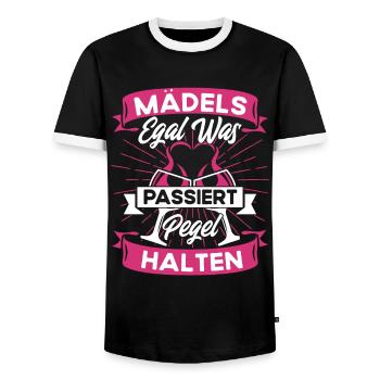 Mädels Egal Was Passiert Pegel Halten - Männer Kontrast-T-Shirt - Schwarz/Weiß - Vorne - AI Model Female 172 light (172cm) & AI Model Male 178 light (178cm)