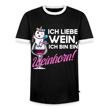 Ich Liebe Wein Ich Bin ein Einhorn - Männer Kontrast-T-Shirt - Schwarz/Weiß - Vorne - AI Model Female 172 light (172cm) & AI Model Male 178 light (178cm)