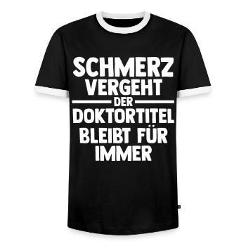 Doktor Abschluss Doktorand Promotion Doktortitel - Männer Kontrast-T-Shirt - Schwarz/Weiß - Vorne - AI Model Female 172 light (172cm) & AI Model Male 178 light (178cm)