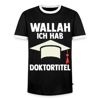 Doktor Abschluss Doktorand Promotion Doktortitel - Männer Kontrast-T-Shirt - Schwarz/Weiß - Vorne - AI Model Female 172 light (172cm) & AI Model Male 178 light (178cm)