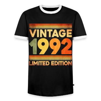 Vintage 1992 Limited Edition - Männer Kontrast-T-Shirt - Schwarz/Weiß - Vorne - AI Model Female 172 light (172cm) & AI Model Male 178 light (178cm)