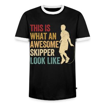 Funny Skipping Rope Skipping Rope Awesome - Men's Ringer Shirt - black/white - Front - AI Model Female 172 light (172cm) & AI Model Male 178 light (178cm)