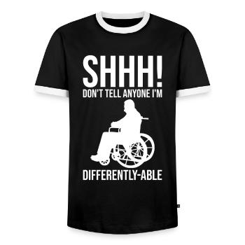 Funny Spinal Cord Injury Wheelchair Cross-Section - Men's Ringer Shirt - black/white - Front - AI Model Female 172 light (172cm) & AI Model Male 178 light (178cm)