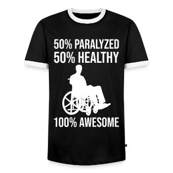 Funny Spinal Cord Injury Wheelchair Cross-Section - Men's Ringer Shirt - black/white - Front - AI Model Female 172 light (172cm) & AI Model Male 178 light (178cm)