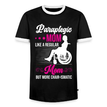Funny Spinal Cord Injury Wheelchair Cross-Section - Men's Ringer Shirt - black/white - Front - AI Model Female 172 light (172cm) & AI Model Male 178 light (178cm)