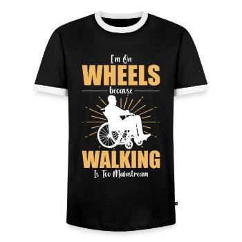 Funny Spinal Cord Injury Wheelchair Cross-Section - Men's Ringer Shirt - black/white - Front - AI Model Female 172 light (172cm) & AI Model Male 178 light (178cm)