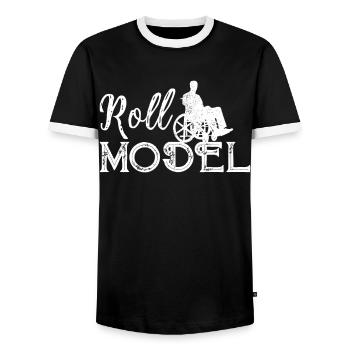 Funny Paraplegic Handicap Rollstuhl Querschnittslä - Männer Kontrast-T-Shirt - Schwarz/Weiß - Vorne - AI Model Female 172 light (172cm) & AI Model Male 178 light (178cm)