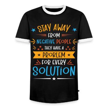 Solution Critical Thinkers Positive Motivation - Männer Kontrast-T-Shirt - Schwarz/Weiß - Vorne - AI Model Female 172 light (172cm) & AI Model Male 178 light (178cm)