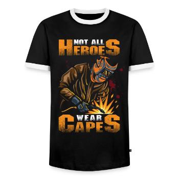 Nicht alle Helden tragen Umhänge Lustiges Schweißen Cool - Männer Kontrast-T-Shirt - Schwarz/Weiß - Vorne - AI Model Female 172 light (172cm) & AI Model Male 178 light (178cm)