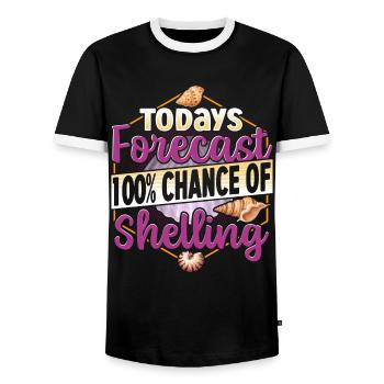 Seashell Collecting Design for an Shell Hunter - Men's Ringer Shirt - black/white - Front - AI Model Female 172 light (172cm) & AI Model Male 178 light (178cm)