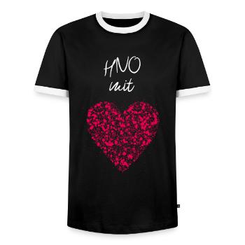 ENT with heart ear, nose and throat specialist - Men's Ringer Shirt - black/white - Front - AI Model Female 172 light (172cm) & AI Model Male 178 light (178cm)