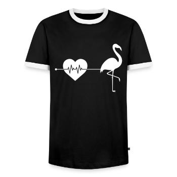 Flamingo heartbeat - Men's Ringer Shirt - black/white - Front - AI Model Female 172 light (172cm) & AI Model Male 178 light (178cm)