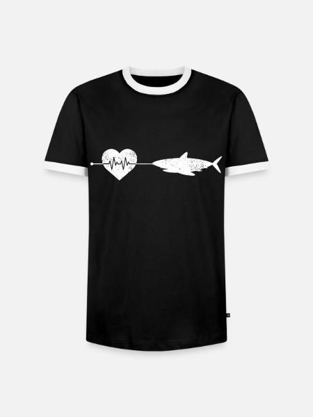 Hai Herzschlag - Männer Kontrast-T-Shirt - Schwarz/Weiß