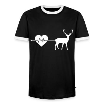 Battement de cœur de cerf - T-shirt contrasté Homme - noir/blanc - Devant - AI Model Female 172 light (172cm) & AI Model Male 178 light (178cm)