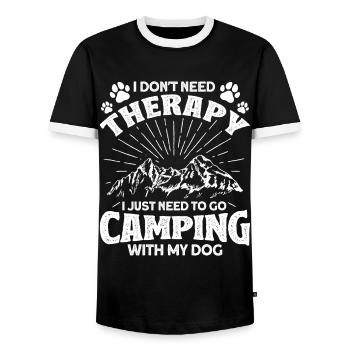Camping Gift Funny saying for campers - Men's Ringer Shirt - black/white - Front - AI Model Female 172 light (172cm) & AI Model Male 178 light (178cm)