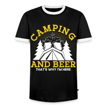 Camping Gift Funny saying for campers - Men's Ringer Shirt - black/white - Front - AI Model Female 172 light (172cm) & AI Model Male 178 light (178cm)
