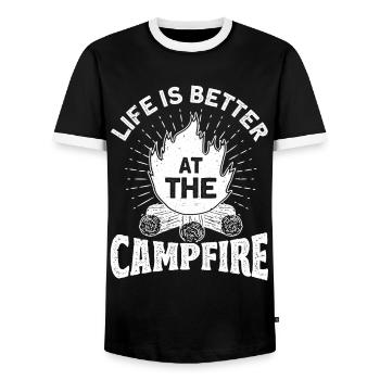 Camping Gift Funny saying for campers - Men's Ringer Shirt - black/white - Front - AI Model Female 172 light (172cm) & AI Model Male 178 light (178cm)