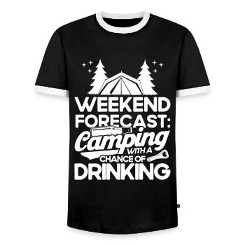 Camping Gift Funny saying for campers - Men's Ringer Shirt - black/white - Front - AI Model Female 172 light (172cm) & AI Model Male 178 light (178cm)