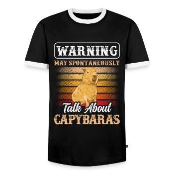 Capybara parle spontanément de capybara - T-shirt contrasté Homme - noir/blanc - Devant - AI Model Female 172 light (172cm) & AI Model Male 178 light (178cm)