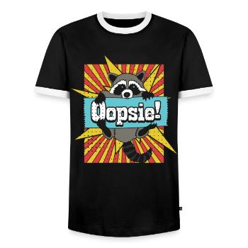Waschbär Oopsie Süß Racoon Geschenk - Männer Kontrast-T-Shirt - Schwarz/Weiß - Vorne - AI Model Female 172 light (172cm) & AI Model Male 178 light (178cm)