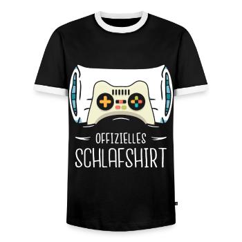 Offizielles Schlafshirt Game Controller Online - Männer Kontrast-T-Shirt - Schwarz/Weiß - Vorne - AI Model Female 172 light (172cm) & AI Model Male 178 light (178cm)