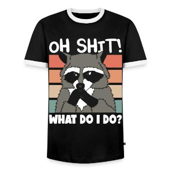 Raccoon Oh Shit Mignon Racoon Cadeau - T-shirt contrasté Homme - noir/blanc - Devant - AI Model Female 172 light (172cm) & AI Model Male 178 light (178cm)