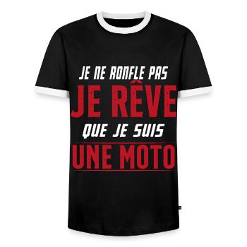 Je ne ronfle pas je rêve de moto ma passion - T-shirt contrasté Homme - noir/blanc - Devant - AI Model Female 172 light (172cm) & AI Model Male 178 light (178cm)