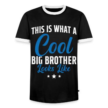 Grand Frère Cadeau Humour - T-shirt contrasté Homme - noir/blanc - Devant - AI Model Female 172 light (172cm) & AI Model Male 178 light (178cm)