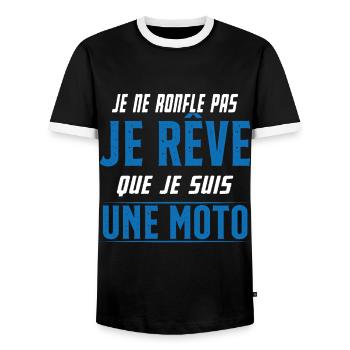 Je ne ronfle pas je rêve de moto ma passion - T-shirt contrasté Homme - noir/blanc - Devant - AI Model Female 172 light (172cm) & AI Model Male 178 light (178cm)