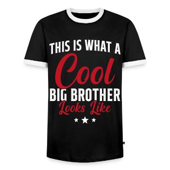 Grand Frère Cadeau Humour - T-shirt contrasté Homme - noir/blanc - Devant - AI Model Female 172 light (172cm) & AI Model Male 178 light (178cm)