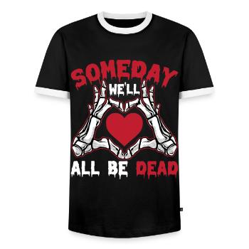 I just wait until it's quiet Halloween - Men's Ringer Shirt - black/white - Front - AI Model Female 172 light (172cm) & AI Model Male 178 light (178cm)