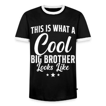 Grand Frère Cadeau Humour - T-shirt contrasté Homme - noir/blanc - Devant - AI Model Female 172 light (172cm) & AI Model Male 178 light (178cm)