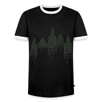 Binary City Computer Scientist Hack Coder - T-shirt contrasté Homme - noir/blanc - Devant - AI Model Female 172 light (172cm) & AI Model Male 178 light (178cm)