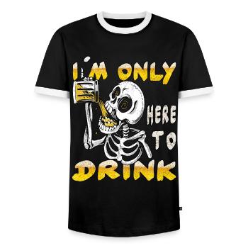 Ich bin nur hier, um zu trinken - Männer Kontrast-T-Shirt - Schwarz/Weiß - Vorne - AI Model Female 172 light (172cm) & AI Model Male 178 light (178cm)
