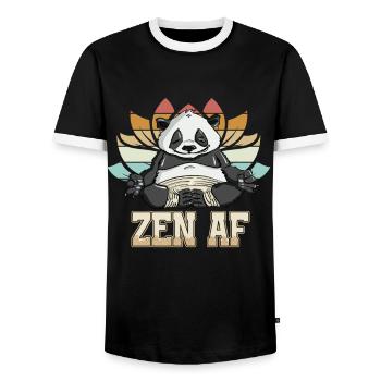 Liberating Zen AF Panda Yoga Explorative Graphic - Männer Kontrast-T-Shirt - Schwarz/Weiß - Vorne - AI Model Female 172 light (172cm) & AI Model Male 178 light (178cm)