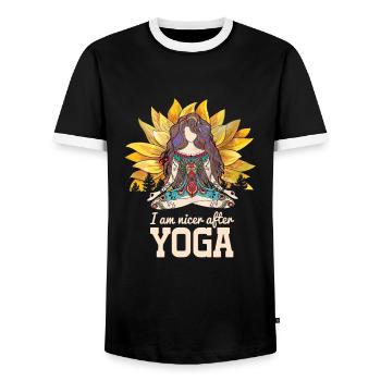 Strengthening I Am Nicer After Yoga Positive - Männer Kontrast-T-Shirt - Schwarz/Weiß - Vorne - AI Model Female 172 light (172cm) & AI Model Male 178 light (178cm)
