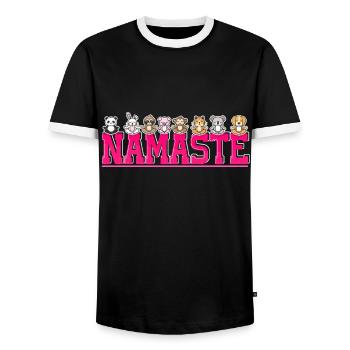 Namaste Cute Yoga Animals Jungle Greetings Wild - Männer Kontrast-T-Shirt - Schwarz/Weiß - Vorne - AI Model Female 172 light (172cm) & AI Model Male 178 light (178cm)
