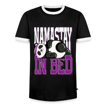Sleeping Namaste in Bed Panda Relaxing Artwork - Männer Kontrast-T-Shirt - Schwarz/Weiß - Vorne - AI Model Female 172 light (172cm) & AI Model Male 178 light (178cm)