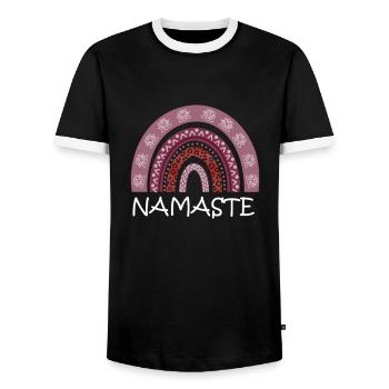 Cute Namaste Rainbow for your next Yoga Class - Männer Kontrast-T-Shirt - Schwarz/Weiß - Vorne - AI Model Female 172 light (172cm) & AI Model Male 178 light (178cm)
