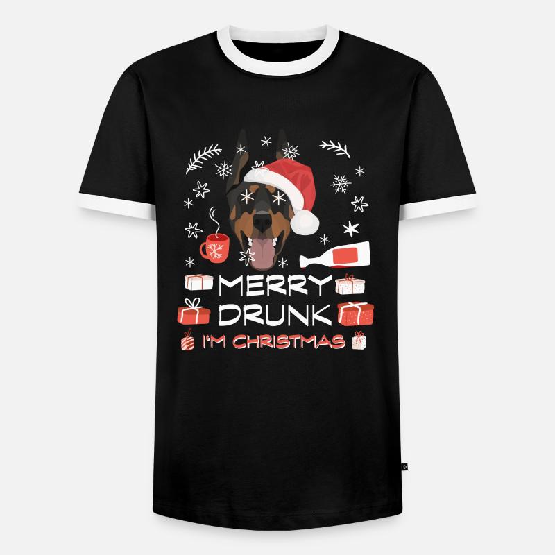 Dobermann Weihnachtsmarkt - Männer Kontrast-T-Shirt - Schwarz/Weiß