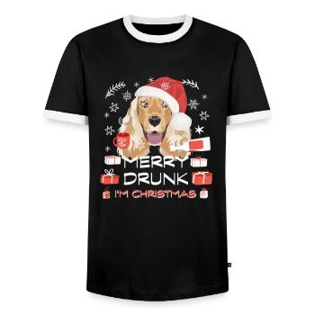 English Cocker Spaniel Weihnachtsmarkt - Männer Kontrast-T-Shirt - Schwarz/Weiß - Vorne - AI Model Female 172 light (172cm) & AI Model Male 178 light (178cm)