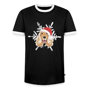English Cocker Spaniel Frohe Weihnachten - Männer Kontrast-T-Shirt - Schwarz/Weiß - Vorne - AI Model Female 172 light (172cm) & AI Model Male 178 light (178cm)