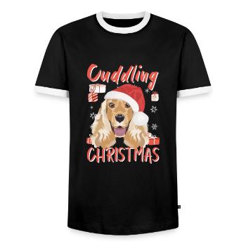 English Cocker Spaniel Frohe Weihnachten - Männer Kontrast-T-Shirt - Schwarz/Weiß - Vorne - AI Model Female 172 light (172cm) & AI Model Male 178 light (178cm)