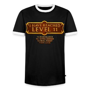 Ich Habe Die Stufe 11 Erreicht Rpg Online Gaming - Männer Kontrast-T-Shirt - Schwarz/Weiß - Vorne - AI Model Female 172 light (172cm) & AI Model Male 178 light (178cm)
