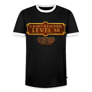 J’ai atteint le niveau 50 rpg jeu en ligne 50ème - T-shirt contrasté Homme - noir/blanc - Devant - AI Model Female 172 light (172cm) & AI Model Male 178 light (178cm)