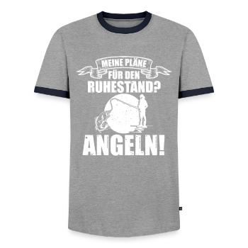 Ruhestand Angler Opa Pläne Angelliebhaber Geschenk - Männer Kontrast-T-Shirt - Grau/Navy  - Vorne - AI Model Female 172 light (172cm) & AI Model Male 178 light (178cm)