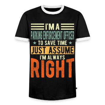 Park official - Men's Ringer Shirt - black/white - Front - AI Model Female 172 light (172cm) & AI Model Male 178 light (178cm)