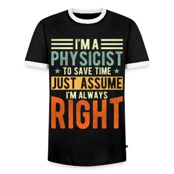Physicist - Men's Ringer Shirt - black/white - Front - AI Model Female 172 light (172cm) & AI Model Male 178 light (178cm)